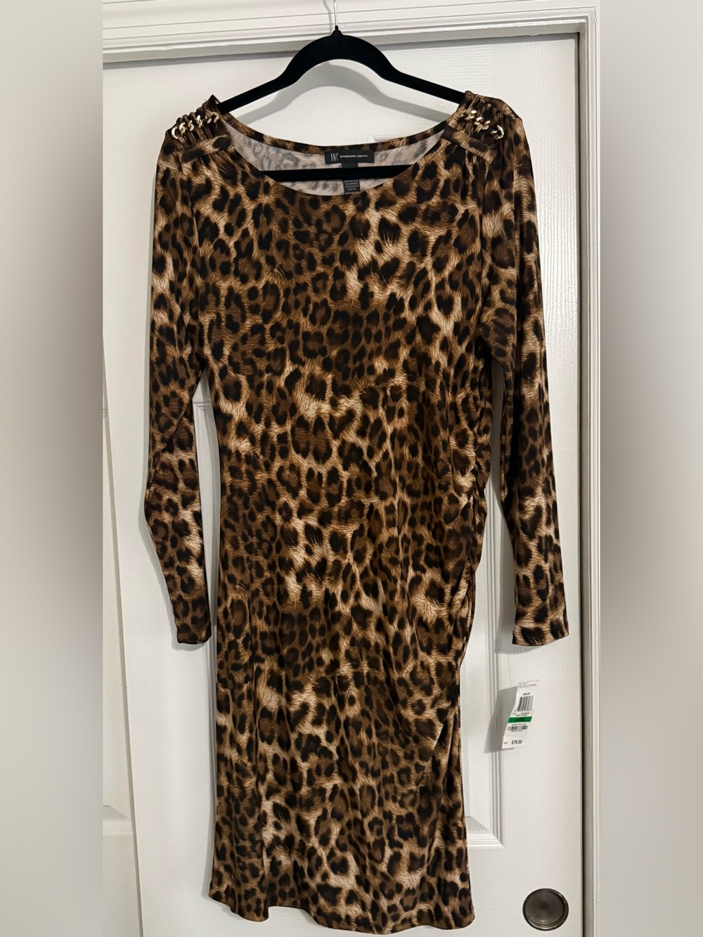 INC International Concepts Leopard Print Long Sleeve Dress - Brown & Black